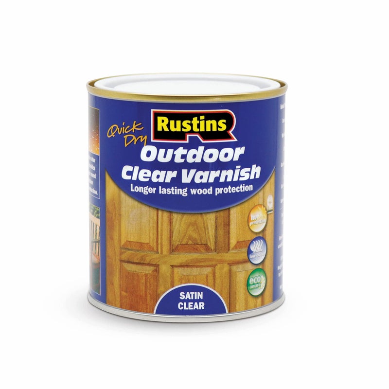 Rustins EAVS500 500ml Outdoor Varnish Satin - Clear - Image 1